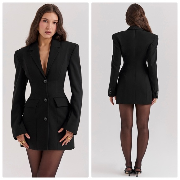 New House of CB AMIA Black Blazer Mini Dress Size Small - Picture 1 of 5